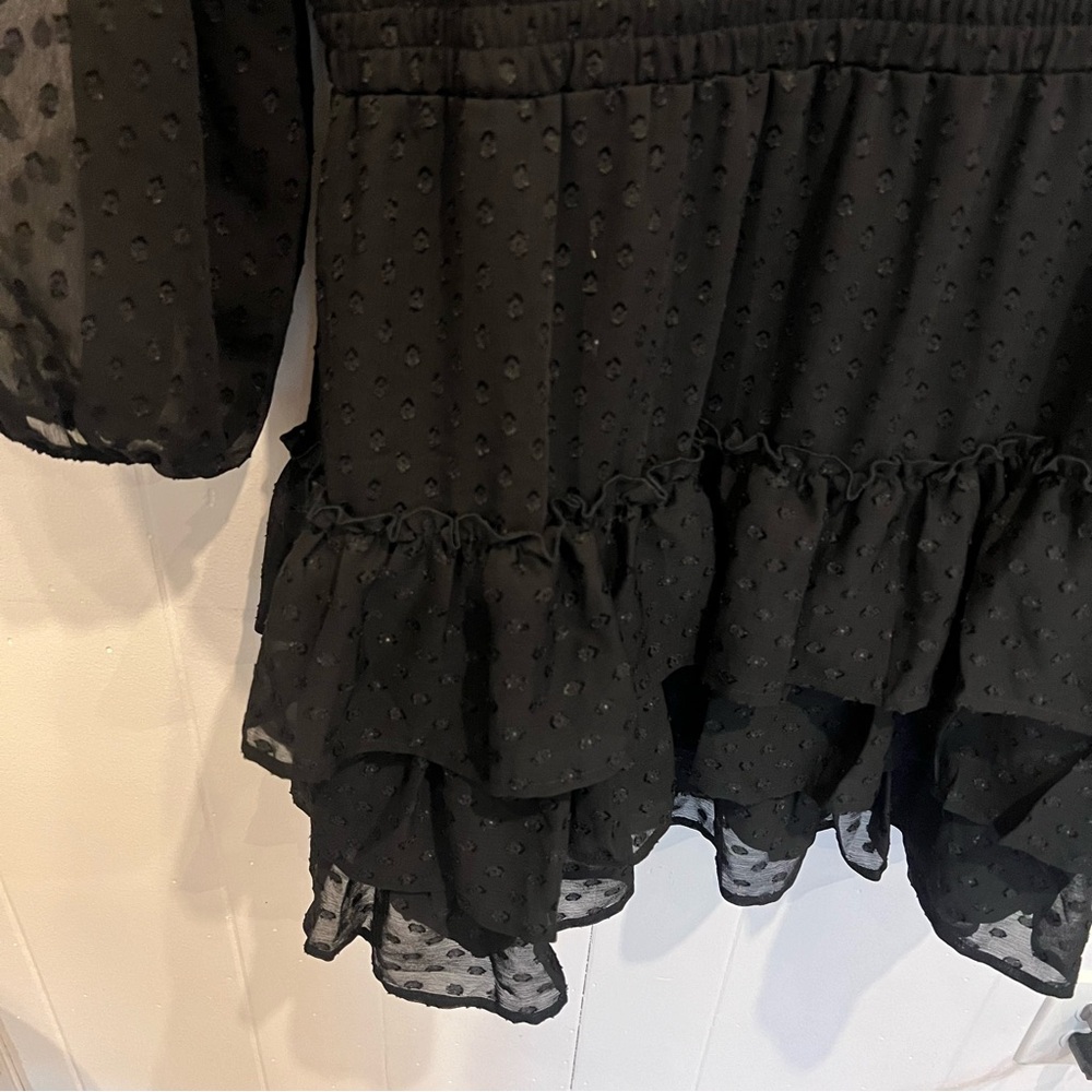 Express XL Black Ruffle Mini Dress new with tags - Picture 3 of 5